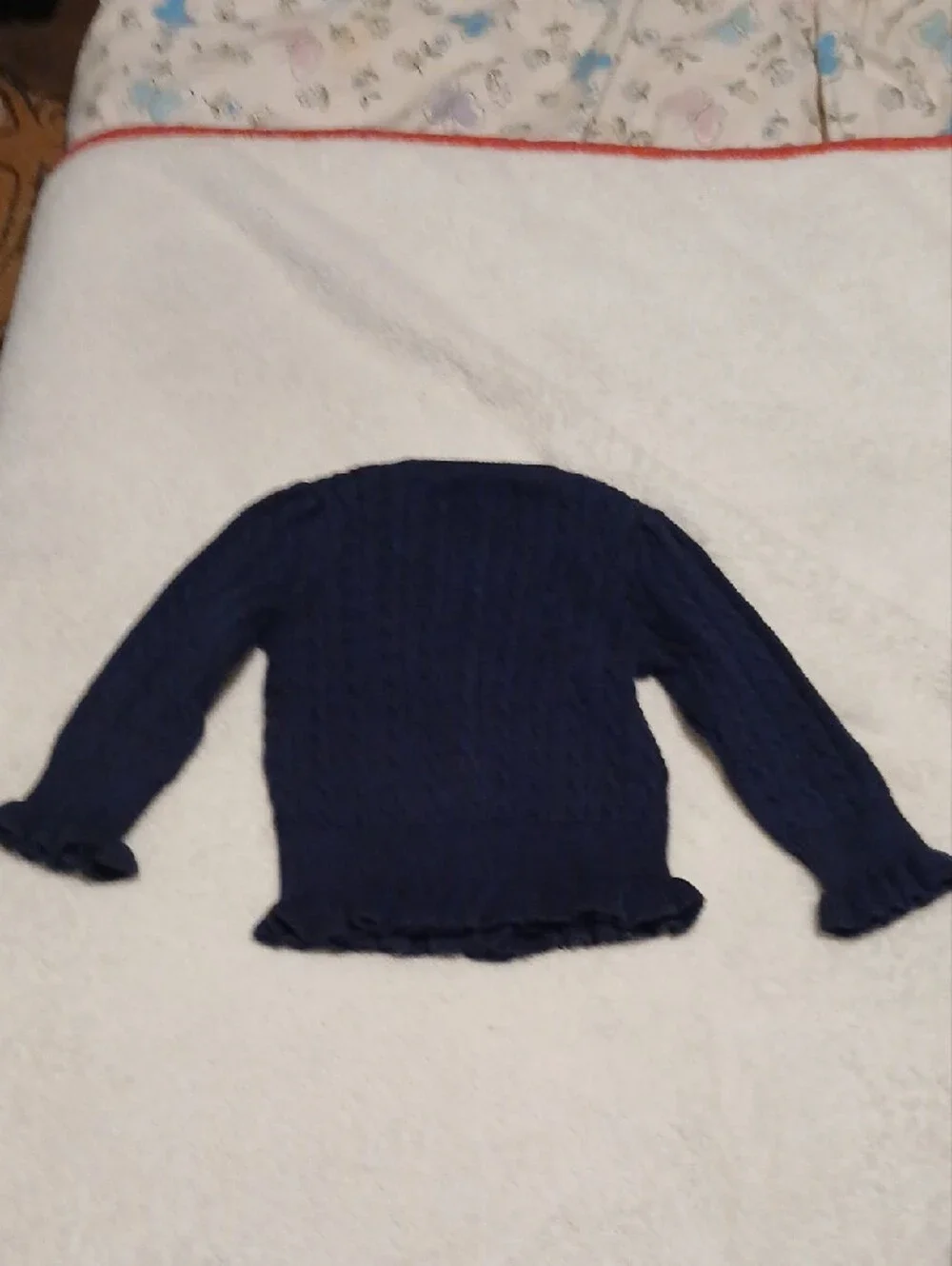 Ralph Lauren Navy Cable-Knit Cardigan with Black Leggings